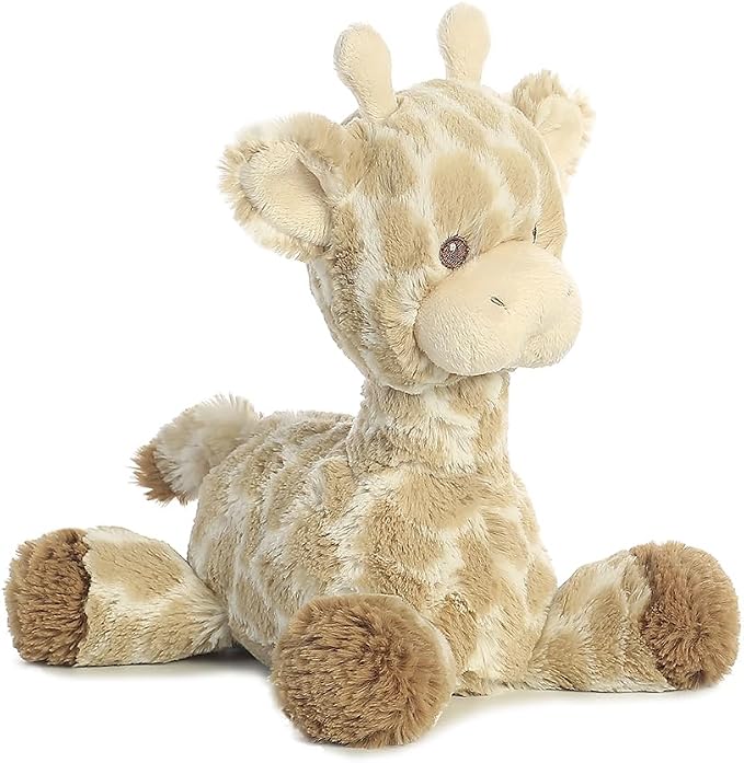 Aurora® Snuggly Loppy Giraffe™ Baby Stuffed Animal - Comforting Companion - Imaginative Play - Brown 8 Inches | Soft giraffe baby stuffed animal with gentle rattle, floppy legs, embroidered details, and cuddly 8 in size for play