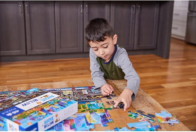 Crocodile Creek Above + Below 60-Piece Jigsaw Floor Puzzle - Fun Floor Puzzles for Kids Ages 4-8, Big City