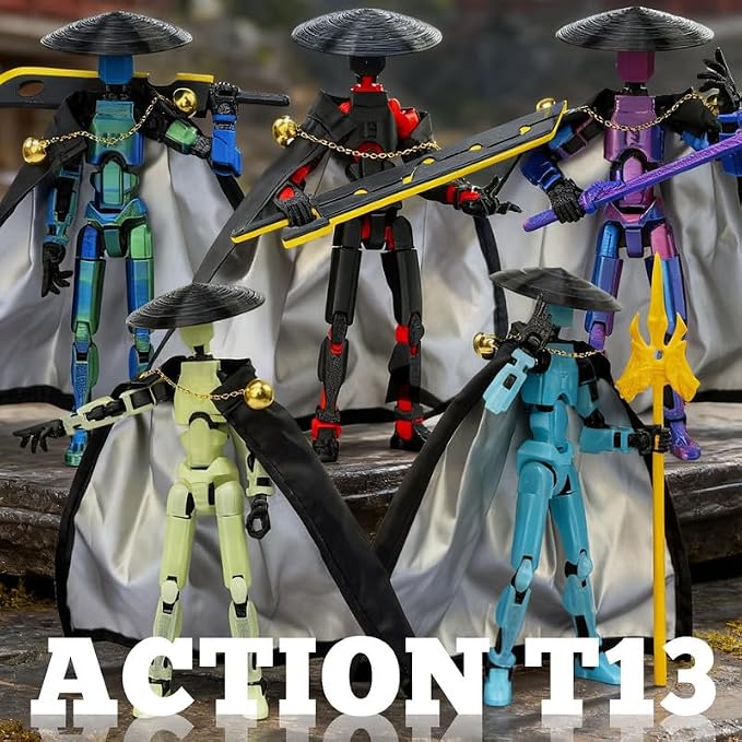 T13 Assembly Completed Action Figures,T-13 Action Figure, Robo 13 3D Printed Action Figure - The Ultimate Hero for Action-Packed Playtime,5.2 Inch, Blue(Glows in The Dark)