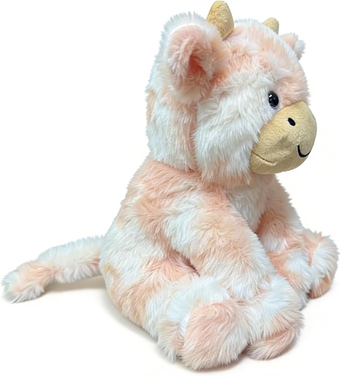 YUKOUQIAN Cute Cow Plush Stuffed Animal Doll Toy 8 inch for Girls Boys (sit Cow CAI Orange)