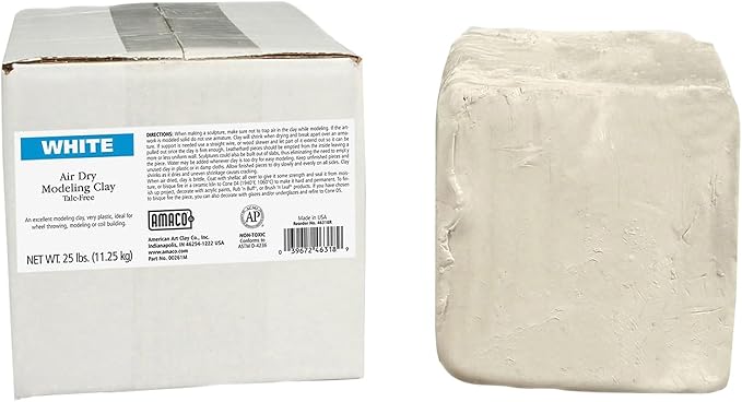 AMACO AMA46318R Air Dry Clay, 25 lbs. , White (Color may vary)