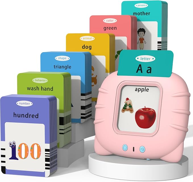 Startcan Talking Flash Cards Toys for Girls 1 2 3 4 5 6, Learn ABC, Numbers 0-100, Phrases, Objects, Adjectives, and More Dolch Sight Words,280 Cards with 560 Words/Phrases