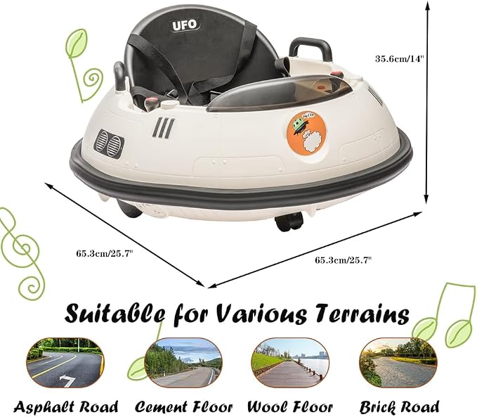 Garvee 12V Kids Ride On Bumper Car with Parental Remote Control, 360° Spin Electric Toddler Bumping Car, LED Lights, Safety Belt & Music, Ride On Cars for 18 Months+ Toddlers