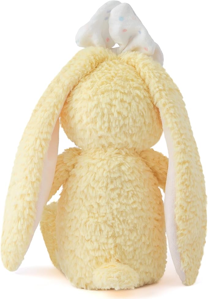 Bunny Stuffed Animal Soft Rabbit Cuddly Toy 8'' Long - Eared Plush Bunny with White Bow Plush Toys for Babies and Toddlers