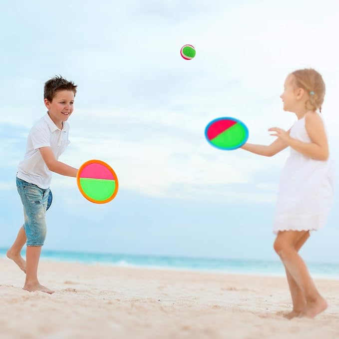 Toss and Catch Ball Game Set - Outdoor & Indoor Sports Toys for Kids - Outside Games for Yard, Lawn, Camping, Beach, Pool - Classic Sticky Paddle Ball Toy for 3 4 5 6 7 8-12 Year Old Boys Girls Gifts