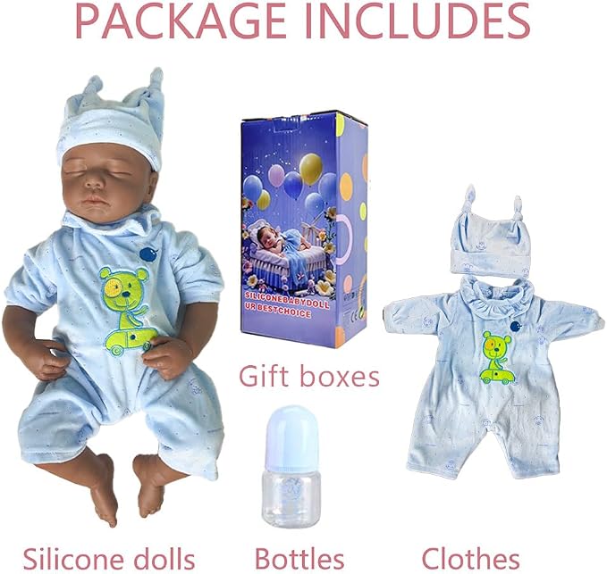 Boy 18.5 Inch, Full Silicone Baby Doll, Reborn Baby Dolls Silicone Full Body, Realistic Baby Dolls, Newborn, Not Vinyl, with Gift Box