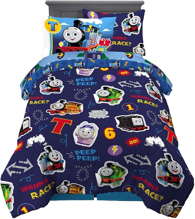 Franco Thomas & Friends Kids Bedding Super Soft Comforter and Sheet Set with Sham, 5 Piece Twin Size, (Officially Licensed Product)