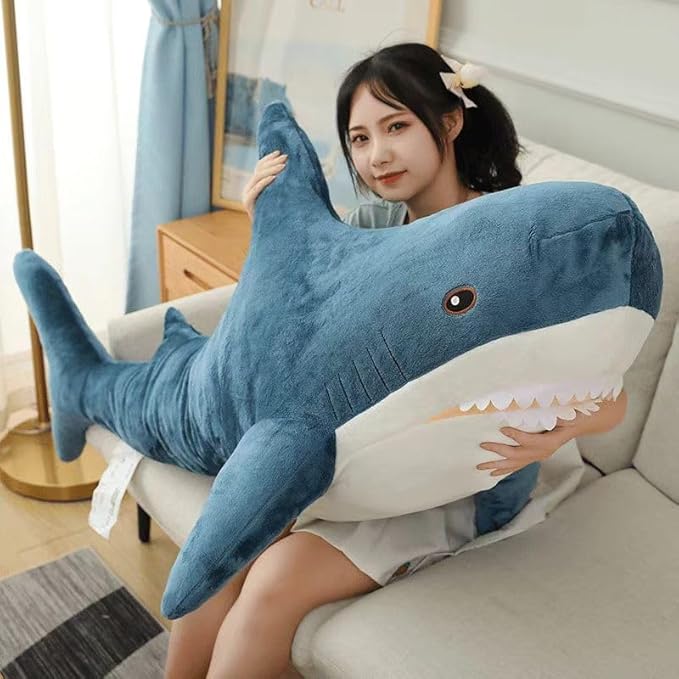 39.4 Inch XXL 15% Chubbier Weighted Giant Shark Stuffed Animal,Soft Chonky Shark Toys Shark Plush Pillows Stuffed Shark for Brave Boy's and Girl's Room Décor,Perfect Stress Relief for Women