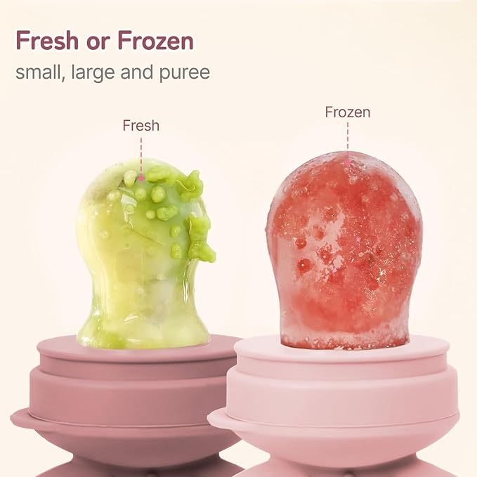 Baby Fruit Feeder Pacifier 2 Pack, Silicone Baby Food Feeder, Pink Bunny Feeder for Babies 4M+, Frozen Fruit Feeder Teething Toy, BPA Free for Fresh Fruit, Veggies & Breastmilk