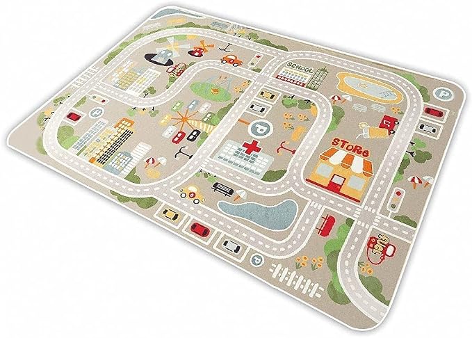 Kid Rug Carpet Playmat for Toy Cars and Train，Play Area Rug with Rubber Backing，Fun Throw Rug，Ideal Gift for Children Baby Bedroom Play Room(140×200cm/55×79in) Y6