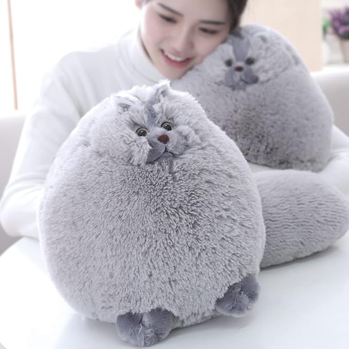 Winsterch Stuffed Animal Plushie Cat Stuffed Animal,Cute Soft Plush Cat Animals,Gray Stuffed Cat, Birthday for Kids,Boys,Girls,Fat Cat Stuffed Toy (Gray, 10 Inches)