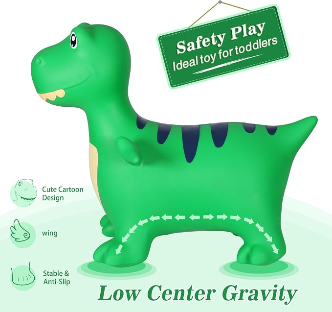 INPANY Bouncy Horse, Dinosaur Hopper Toys for Boys, Gifts Toy for Kid | Eco-Friendly PVC, Low Center Gravity, Cute Cartoon Design, Load 100 Lbs, Learn & Exercise & Active Fun, Gifts for 1-3 Kids