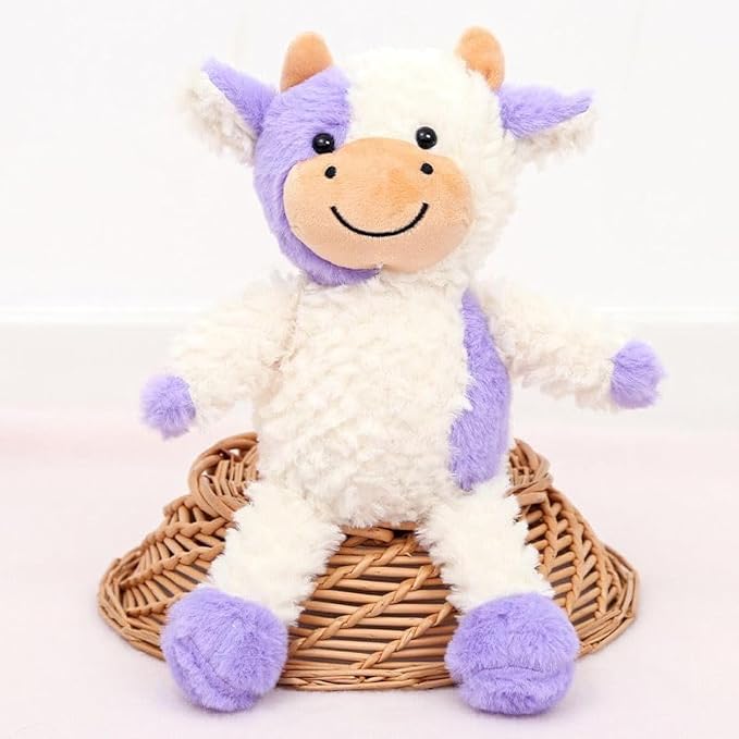 YUKOUQIAN Cow Stuffed Animal Cow Plush Doll Toy 15.7 inch for Girls Boys (Stand Cow purple15.7)