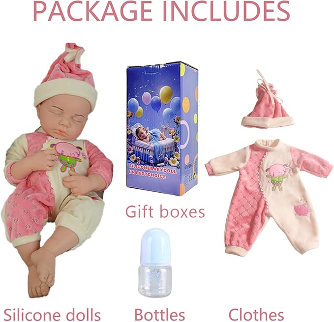Girl 18.5 Inch, Reborn Baby Dolls Silicone Full Body, Full Silicone Baby Doll, Realistic Baby Dolls, Newborn, Not Vinyl, with Gift Box