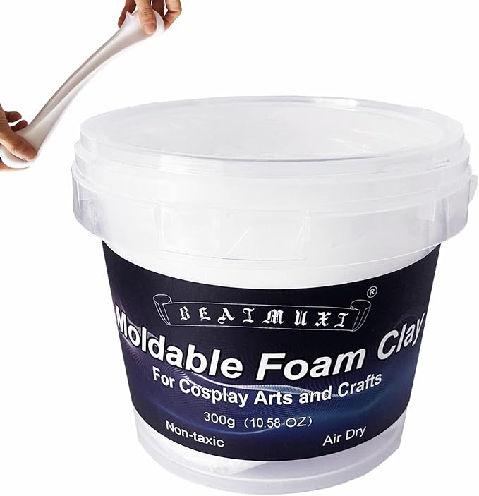 Foam Clay Cosplay Moldable Air Dry Foam Clay Craft 300g White Lightweight Sculpting Foam for Costumes Sanding Cosplay
