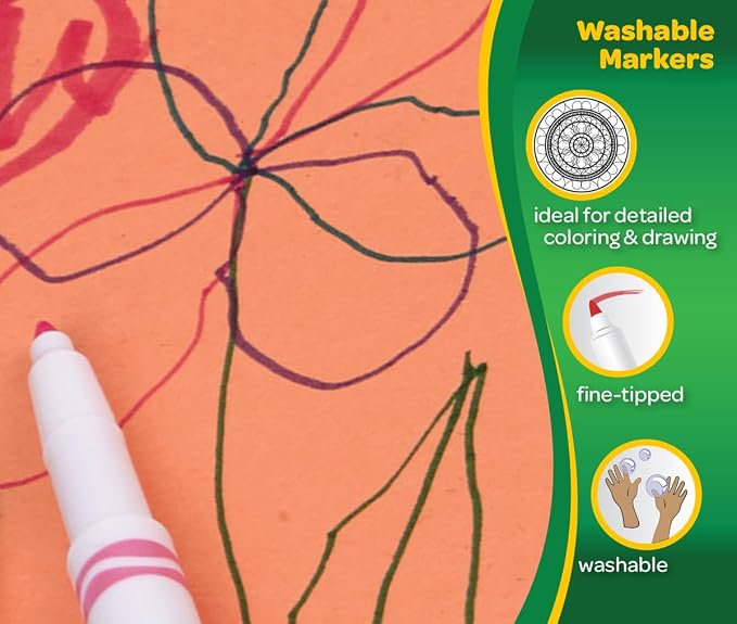 Crayola Ultra Clean Fine Line Washable Markers (40ct), School Supplies, Classroom Teacher Must Haves, Homeschool Essentials, Gifts for Kids, Ages 3, 4, 5