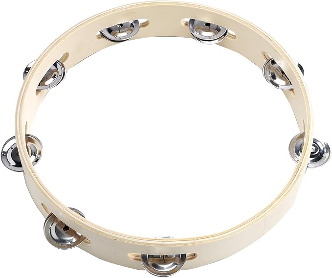 Musfunny Tambourine Ring for Adults 10 inch Hand Held Drum with Metal Jingles Bells Percussion Instrument Gifts for Musical Education Party Church KTV (10 inch Ring)