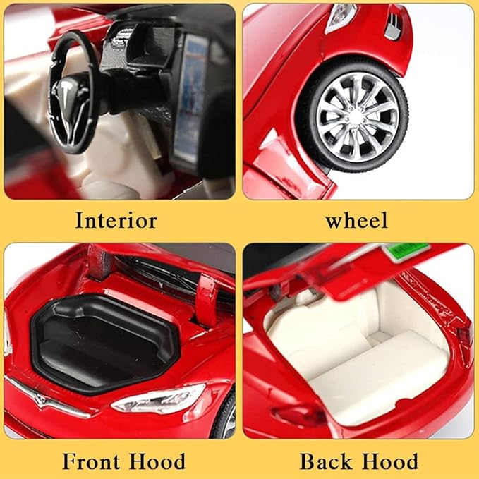 gidoyi Toy Car Model X, Pull Back Car Toys Alloy Vehicles with Lights and Sound 1:32 Scale Model Car (Red)