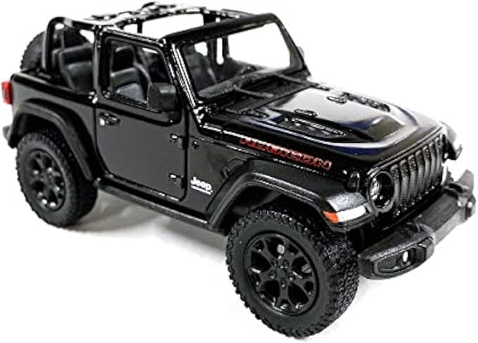 KiNSMART - Jeep Wrangler Rubicon Off Road 4x4 5 inch 1:34 Scale Die Cast Model Replica Toy Car (Black Opentop)