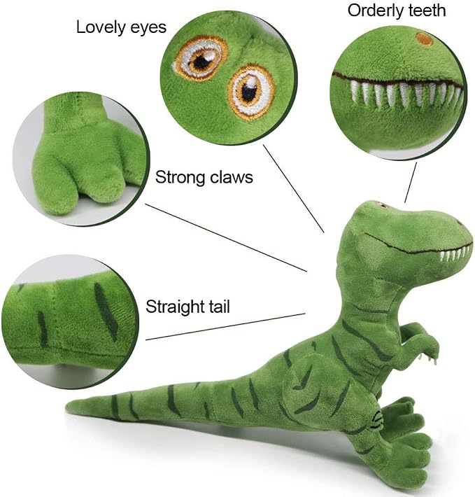 Stuffed Dinosaur Animal Plush Toy 11 Inches Green T-Rex Tyrannosaurus Animal Stuffed Plushies Super Soft Cute Cuddly Pillow Cushion Rex Stuff Dolls Gifts for Children Kids Boys Girls, 11Inches