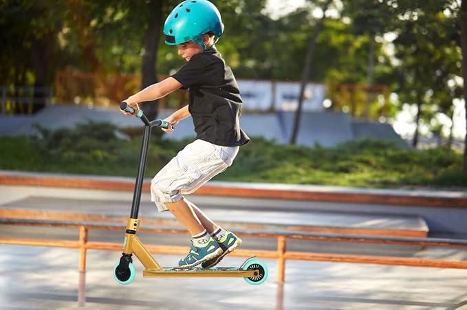 Pro Scooter - Trick Scooters | Entry Level Stunt Scooter for Kids Ages 6-12 Years and Up, Lightweight Complete BMX Freestyle Scooter for Beginners (2022 Black Gold)