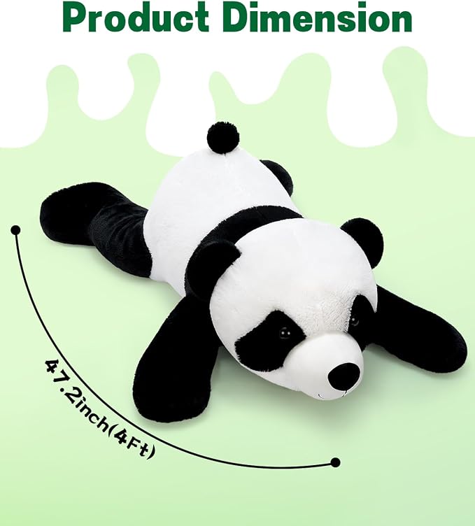 BENINY Giant Panda Stuffed Animal 4Ft, Large Soft Panda Body Pillow Plush for Girls Boys Kids, Oversize Cute Stuffed Toy Gift for Christmas, Birthday, Baby Shower