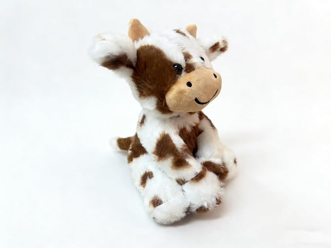 Cute Cow Plush Stuffed Animal Doll Toy 8 inch for Girls Boys One Pieces （Each one has a Different Pattern） (sit Cow bd Brown