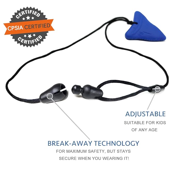 Shark Tooth Chew Necklace for Kids - Chewing Teething Necklace Teether Necklace Chew Toys Teething Toys - Chewing, Autism Sensory Teether Toy (Standard - Normal Chewer)