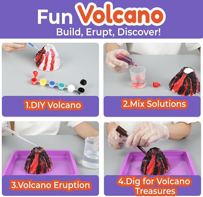 BenBen Science Kit for Kids Ages 8-12, 105 Hands-On Science Experiments with Paintable Volcano, Slime & Tornado Lab, STEM Gift for Boys Girls
