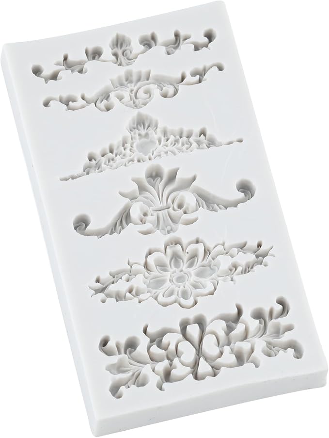 Baroque Polymer Clay Mold Curlicues Scroll Lace Silicone Mold Vintage Relief Flower Filigree Molds for DIY Crafts Epoxy Resin Casting Air Dry Polymer Clay Plaster Jewelry Making
