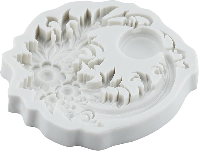 Baroque Floral Relief Polymer Clay Molds Baroque Flower Leaf Moon Silicone Mold for DIY Crafts Epoxy Resin Casting Polymer Clay Tools Craft Air Dry Jewelry Making