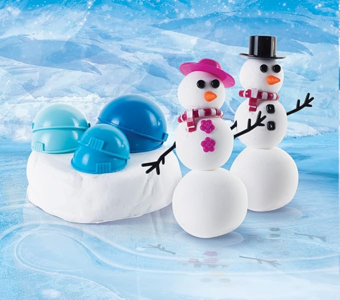 Play Visions Floof Modeling Clay - Reuseable Indoor Snow - Mr. & Mrs Snowman Set With Endless Creations and 22 Molding Accessories