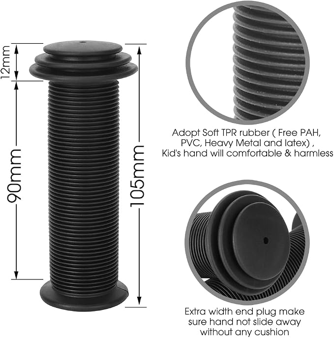 Kids Bike Grips - 105mm Bicycle Handlebar Grips With Mushroom Pattern for Bikes, Balance Bikes, and Kick Scooters