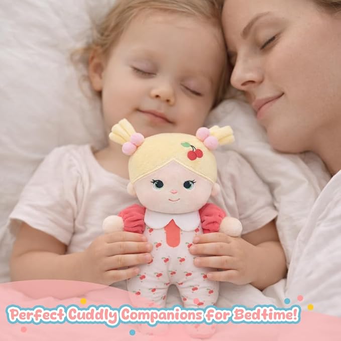 Soft Baby Doll My First Baby Rag Dolls for Kids,Snuggle Buddy for 1 Year Old Girl, Birthday Gifts for Girls Infants Toddlers 10" (Cherry Girl)