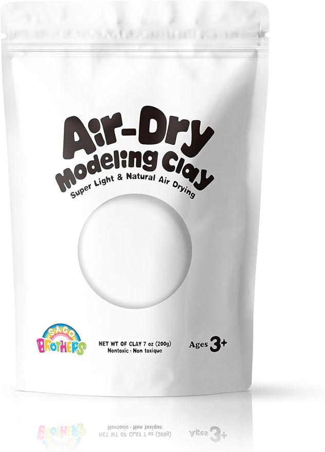 Sago Brothers White Air Dry Clay, 7oz Modeling Clay for Kids, Super Soft and Ultra Light Molding Clay for Children, Refill White Clay for Kids Age 3-12, Kids Gifts for Girls Boys, Kids Toys Crafts Kit | Super soft and ultra light molding clay for child...