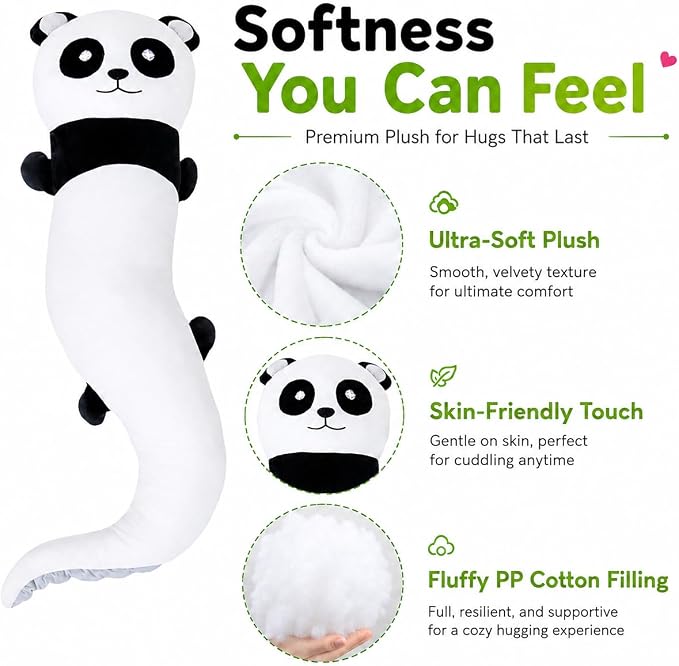 Tianmihou 48 inch Giant Panda Plush Stuffed Animal, Big Bear Glow in The Dark Fluorescent Plushies Pillow Toy, Jumbo Cute Panda Body Pillow Gifts for Kids Adults, Birthday