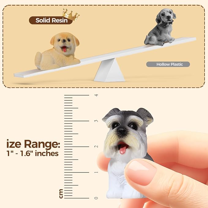 12PCS Mini Dog Figurines, Hand-Painted Tiny Resin Puppy Figures with 12 Realistic Dog Breeds, Small Animal Figurines Toy Set, Dog Lover Gifts for Women,Birthday Party Favors & Cake Toppers for Kids 3+