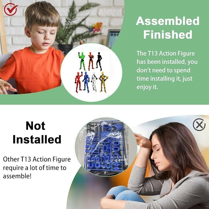 EIMONEY 5PCS Assembly Completed T 13 Action Figure 3D Printed Multi-Jointed Movable,Lucky 13 Action Figures,Multi-Articular Dummy 13 Action Figures,Desktop Decorations,Creative Gifts (5 Colors)