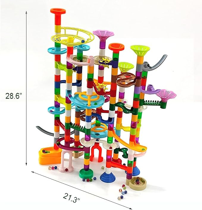 Marble Run - 200Pcs Maze Game Construction Building Toy, Race Track Set with 30pcs Glow in Dark Plastic Marbles STEAM Building Toys Gift for Kids (Marble run-200)