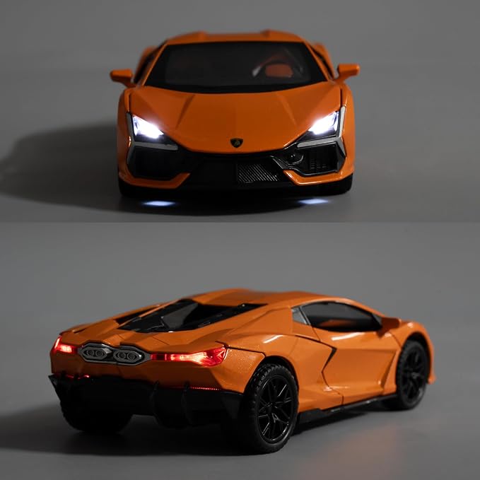 BDTCTK 1/32 Comapatible for Lamborghini ‌Aventador LP700-4 Model Car, Zinc Alloy Diecast Pull Back Toy Cars with Sounds and Lights Vehicles for Kids Boy Girl Gift (Orange)