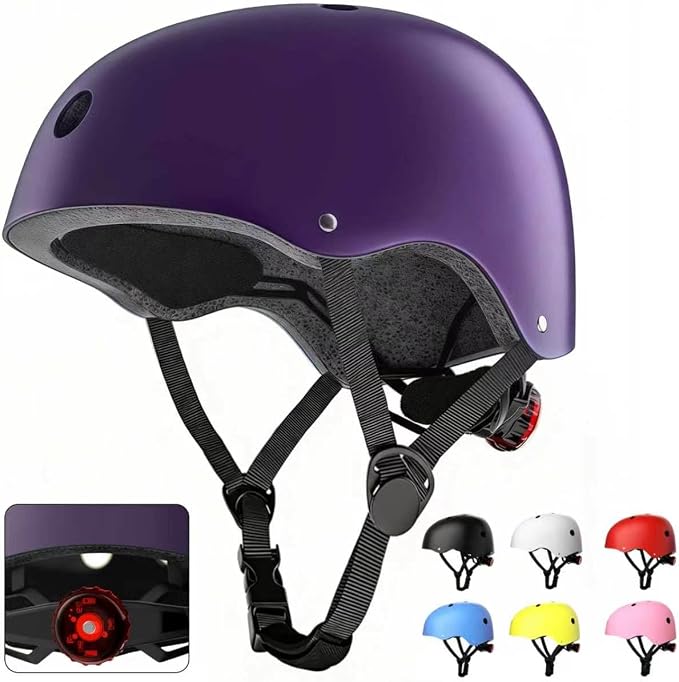 Kids Bike Helmet with LED Light,Lightweight Adjustable Childs Helmet for boy & Girl Ages 5-8-14,Multi-Sport Safety Helmet for Skateboard Cycling Scooter