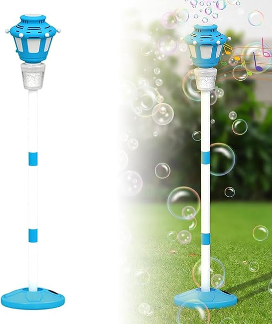 2026 New 47" Rechargeable Automatic Bubble Maker with Light and Music for Outdoor, Adjustable Height Stand with Detachable Wand, Bubble Solution Included for Party (Blue)