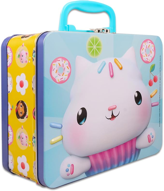 DreamWorks Gabby’s Dollhouse Lunch Box - Bundle with Tin Lunch Box, 24 Piece Puzzle, Stickers, More | Gabby’s Dollhouse School Supplies for Kids
