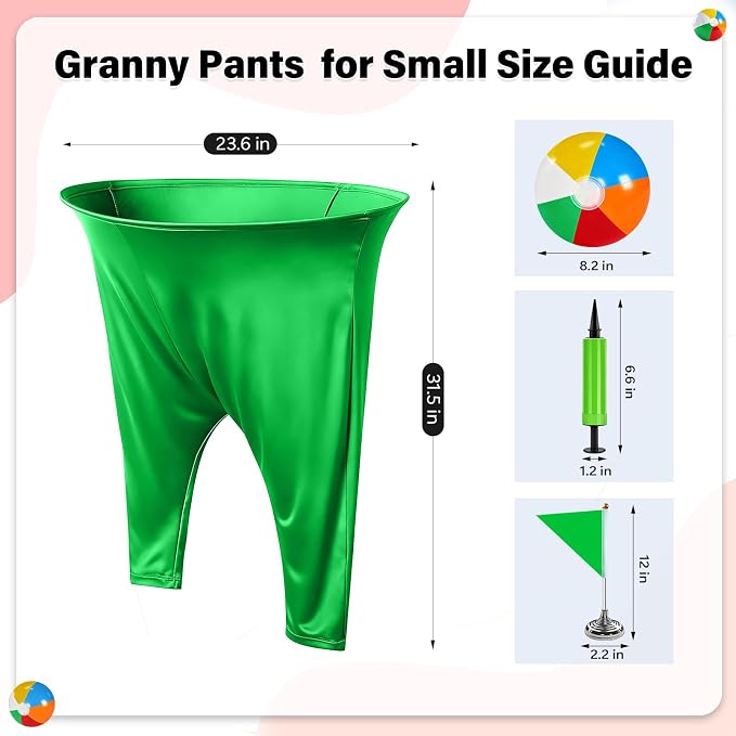 Granny Pants Yard Game for Kids (31.5 in *24 in), 2Pcs Granny Pants Outdoor Games with 10 Bouncy Balls, 2 Pumps & Flags, Granny Pants Game for Family Carnival Party Reunion Gathering (Small)