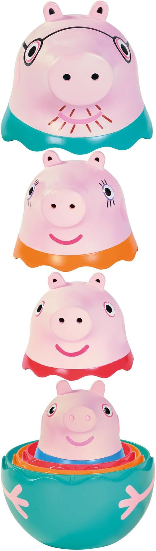 TOMY Toomies Peppa Pig - Peppa’s Nesting Family - Includes Peppa Pig, Mummy Pig, Daddy Pig and George - Nesting, Sorting & Pouring Toy - Ages 18 Months and Up