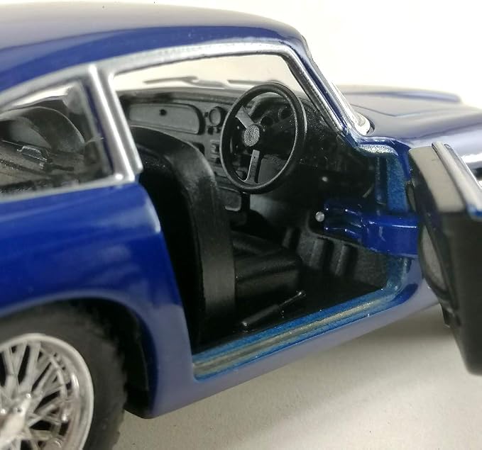 Sport Racing Classic Model Car Die-Cast 1:38 1963 Aston Martin DB5 Blue Color Toy Collection Pull Back Open Door Hobby Collectible