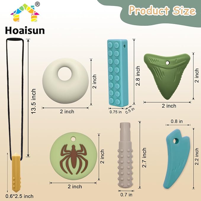 Chew Necklaces for Sensory Kids, 7 Pack Chewy Necklace Sensory Toys for Kids with Autism, ADHD, SPD, Chewing, Biting, Silicone Oral Chew Toy Teething Necklace for Adults Reduce Anxiety Fidget