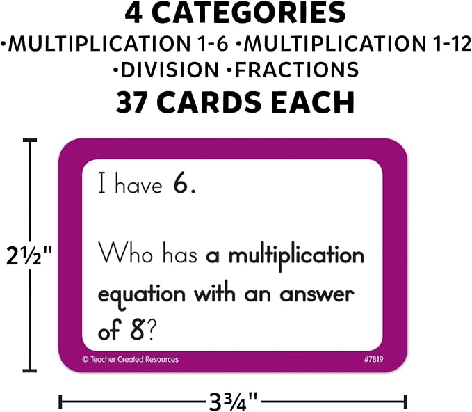 Teacher Created Resources I Have... Who Has...? Math Games Grades 3-4 (7819)