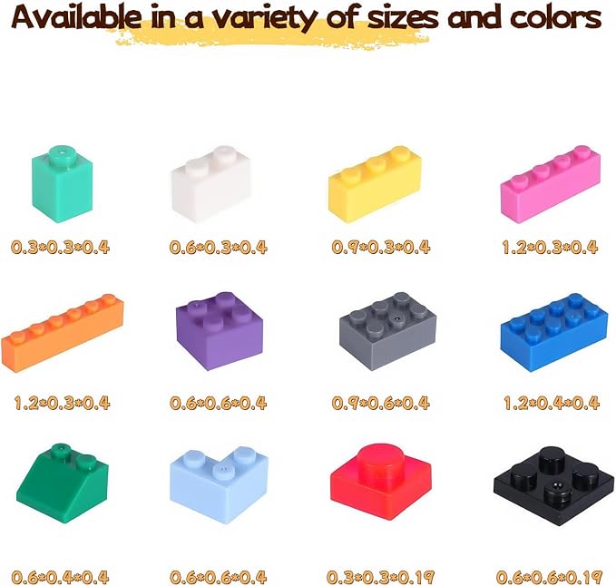 500 Pieces Building Blocks bulk, Compatible With LEGO And All Brands, 12 Sizes And A Variety Of Colors To Mix And Match, Suitable For Christmas, Halloween And Birthday Gifts For Boys And Girls Aged 6+