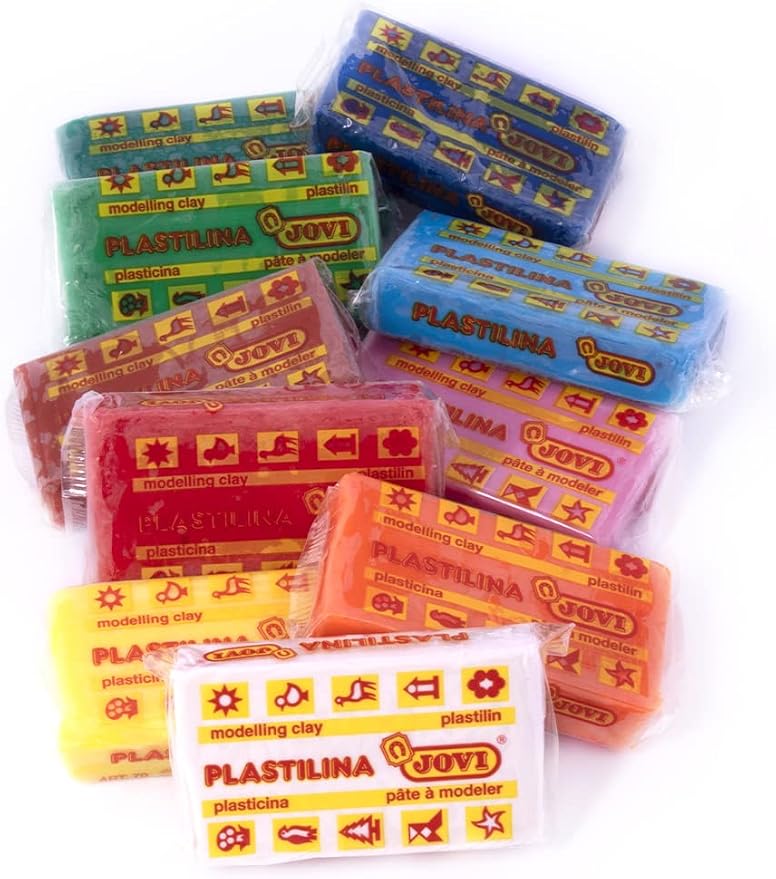 Jovi - Non-Hardening Modeling Clay, 10 Bars, Each 1.75oz, Total of 1.1 lb | Non-Toxic and Gluten-Free, for Arts and Crafts Projects, Endlessly Reusable Plasticine